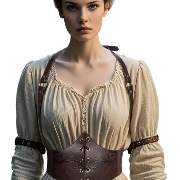 Leather Corset Belt Faux Leather Size Adjustable Medieval Steampunk Costume